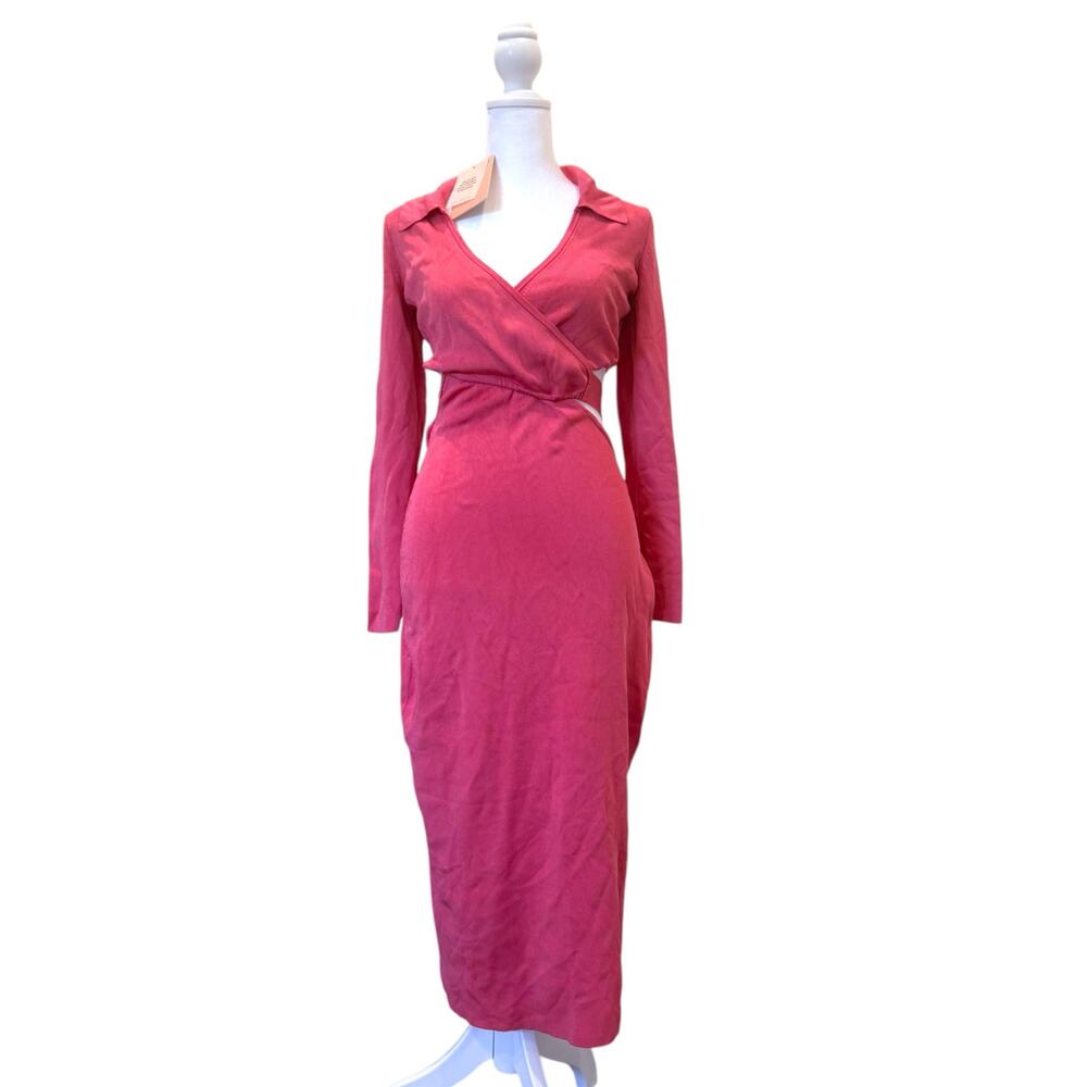 CULT GAIA Cristina Knit Cutout Wrap Midi Dress Blossom Small - Picture 2 of 8